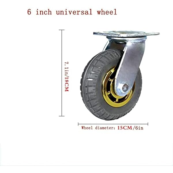 KEIBIKEIDI Juego de 4 ruedas industriales de 150 mm, ruedas resistentes con freno, ruedas de goma para muebles, mesa de trabajo DIY